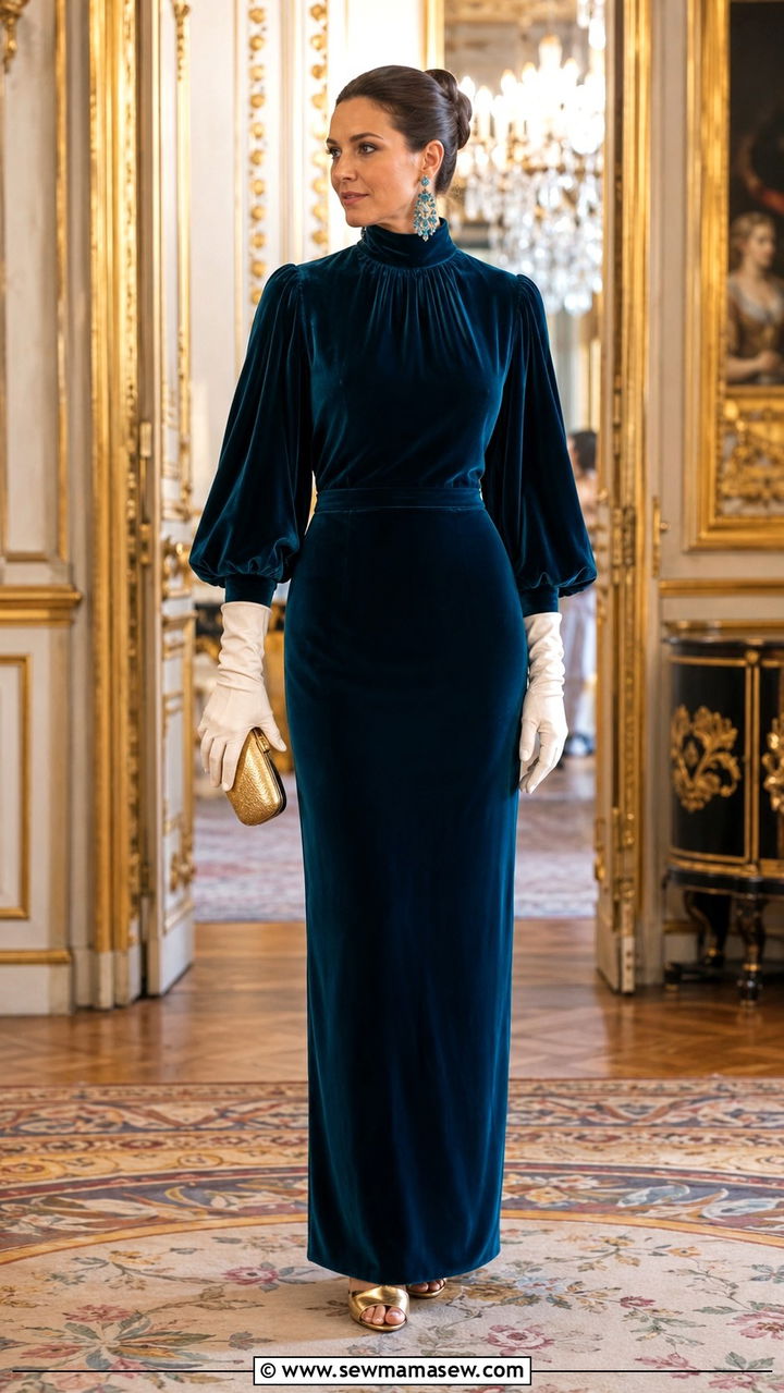 Dark Teal Velvet White Tie Gown - 25 White tie event outfit ideas