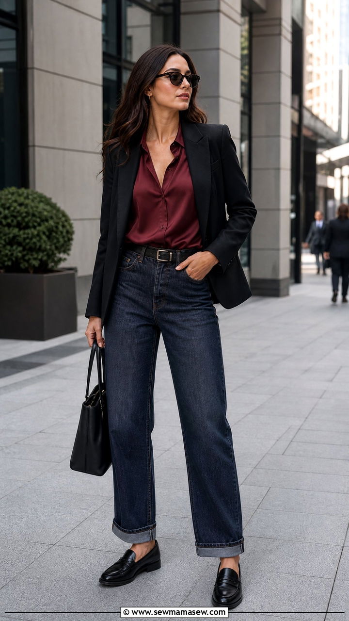 Dark Wash Boyfriend Jeans With Loafers - 25 Boyfriend jeans outfit ideas with loafers