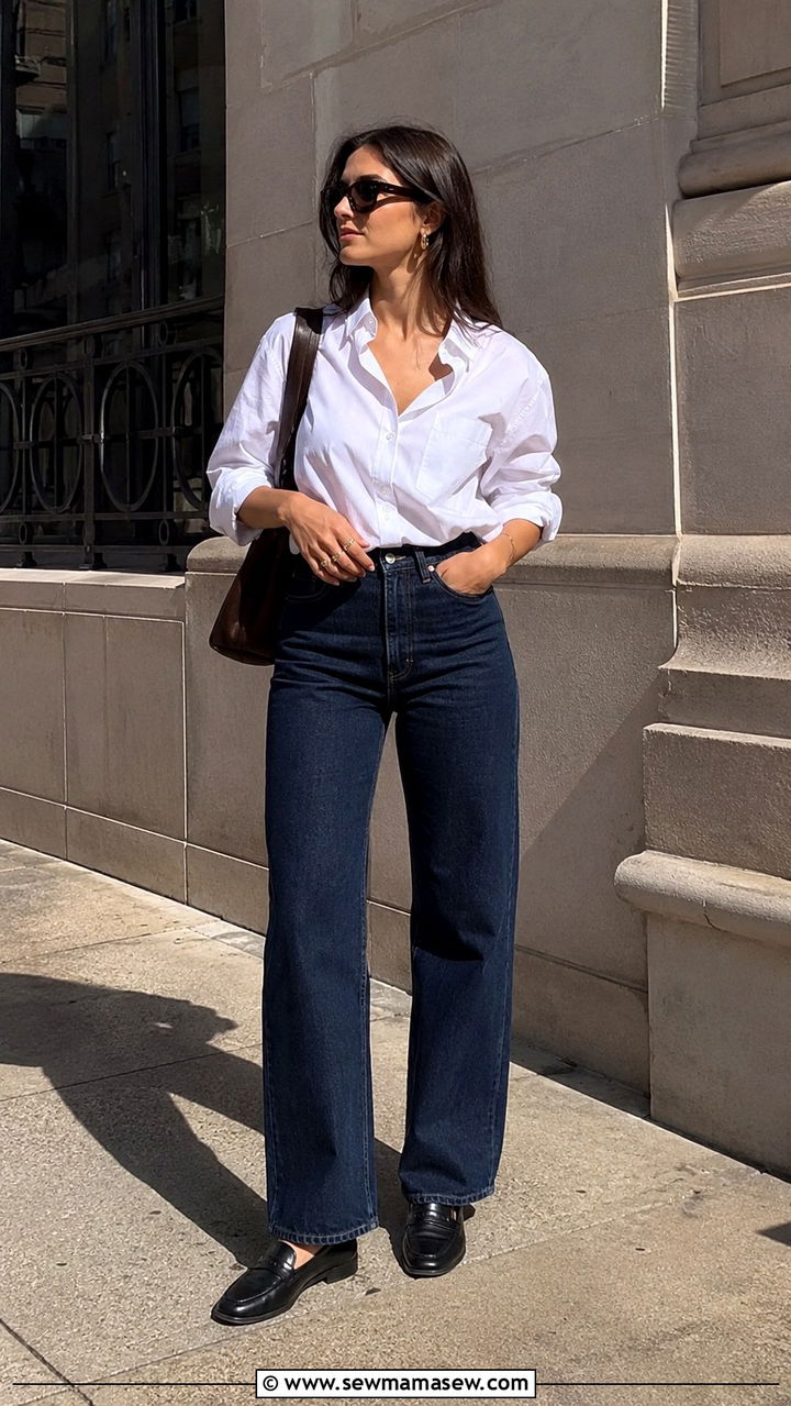 Dark Wash Denim and White Button Down Outfit - 25 2026 outfits for women