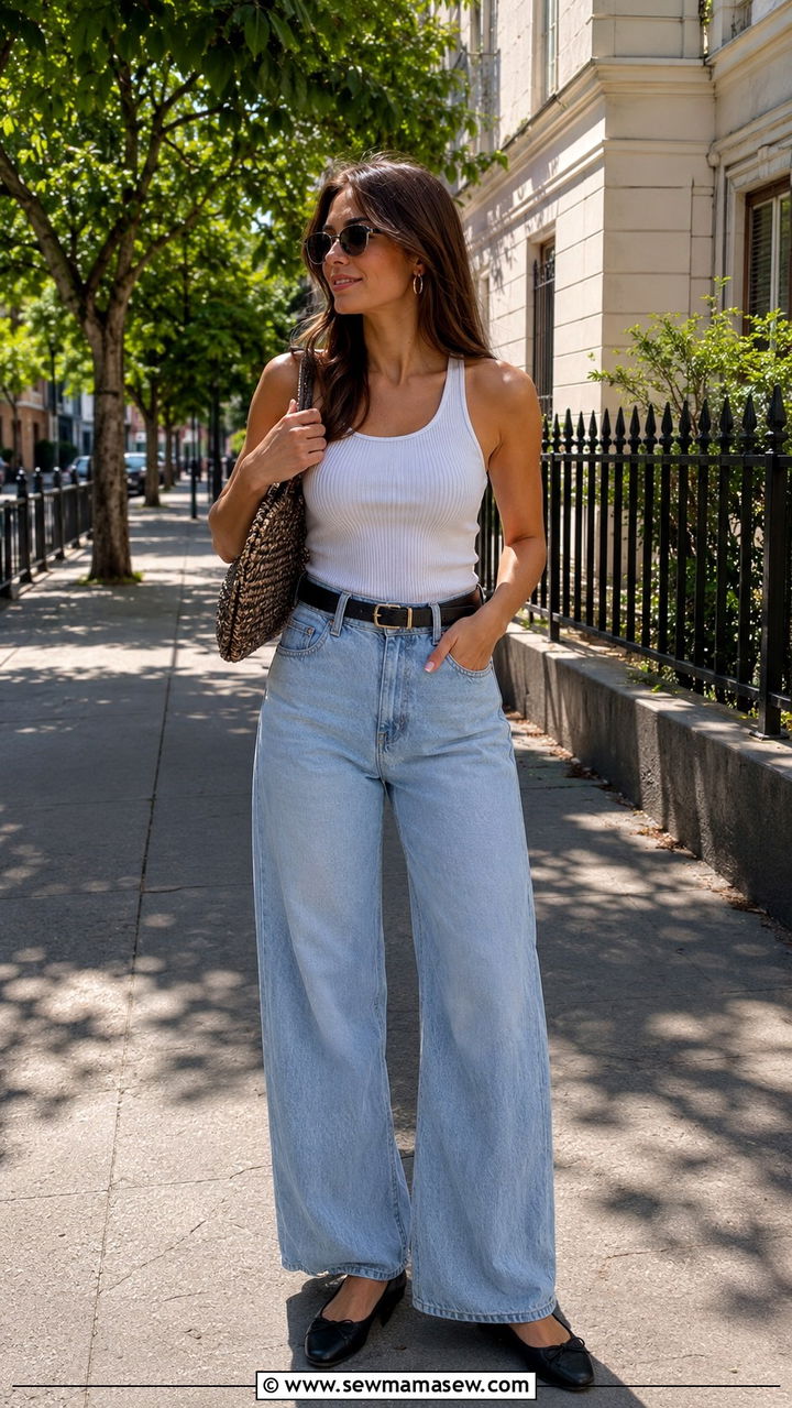 Dark Wash Jeans With Silk Camisole and Strappy Heels - 30 jeans outfits 2026