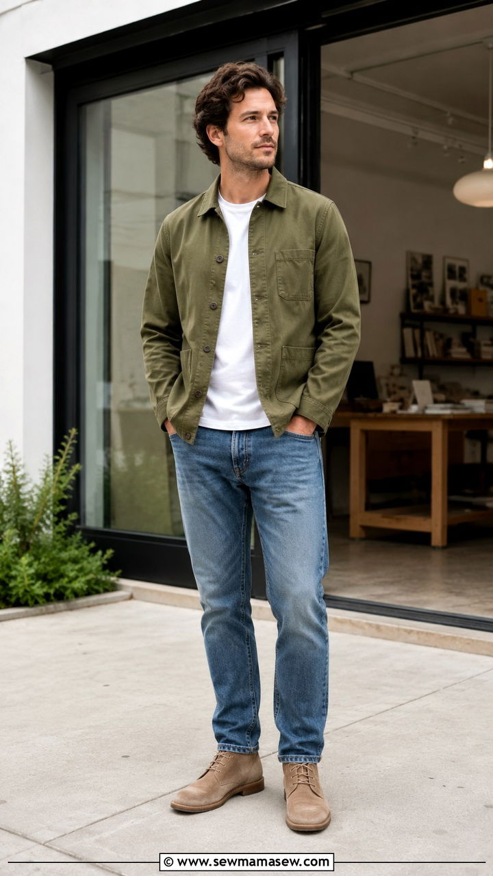 Dark denim jacket with black trousers and Chelsea boots - 20 Startup founder outfit ideas