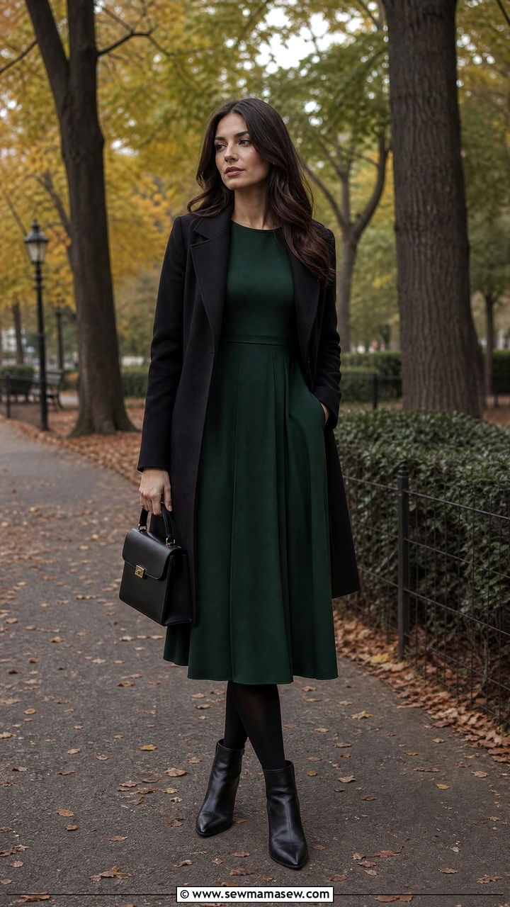 Dark green midi dress funeral - 35 Funeral outfit ideas for women