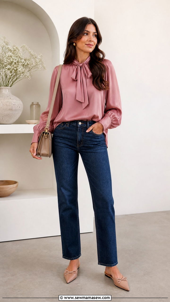 Dark jeans and blouse casual bridal shower guest - 25 casual bridal shower outfits