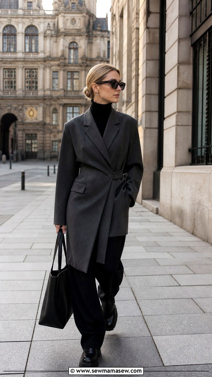Deconstructed Blazer Dress With Chunky Black Boots - 20 Antwerp outfit ideas