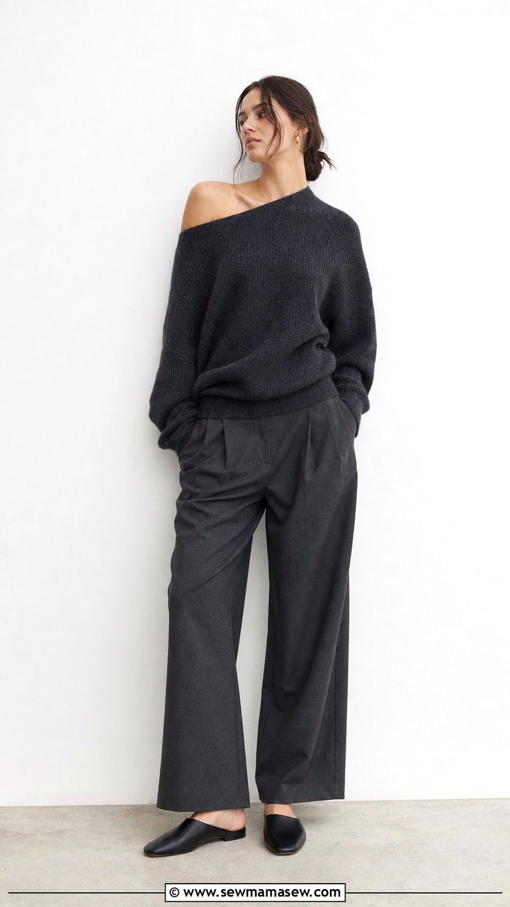 Deconstructed Knit Sweater with Loose Tailored Trousers - 25 Copenhagen outfits 2026
