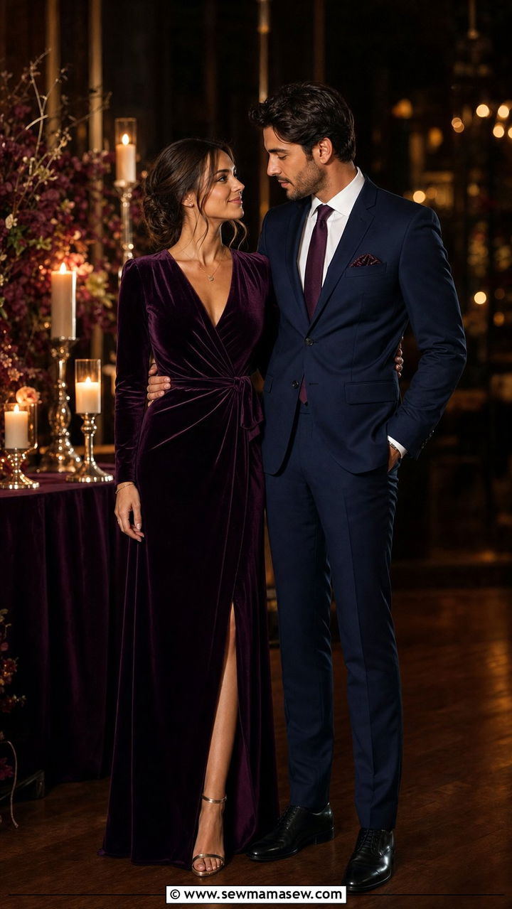 Deep Plum and Navy Romance - 25 Couples photo outfit ideas 2026