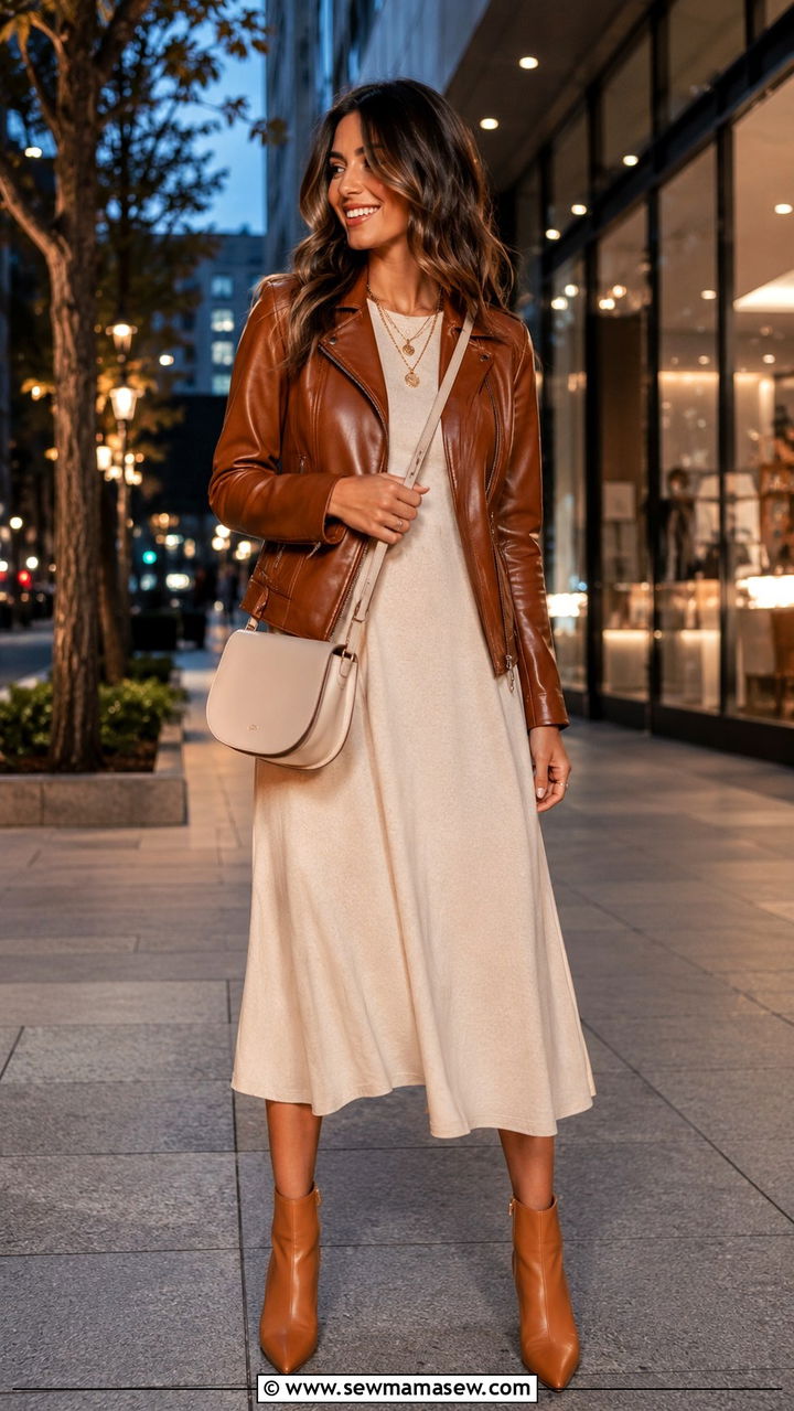 Deep Terracotta Sweater With Navy Trousers Outfit - 30 Warm tone outfit ideas