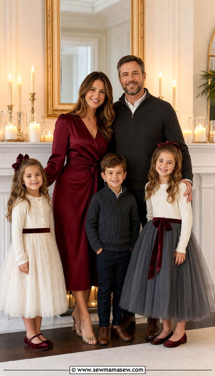 Deep ruby red family photo outfit - 25 family photo outfits 2026