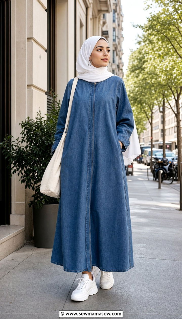Denim Abaya For A Casual Eid - 25 Eid outfit ideas Arabic