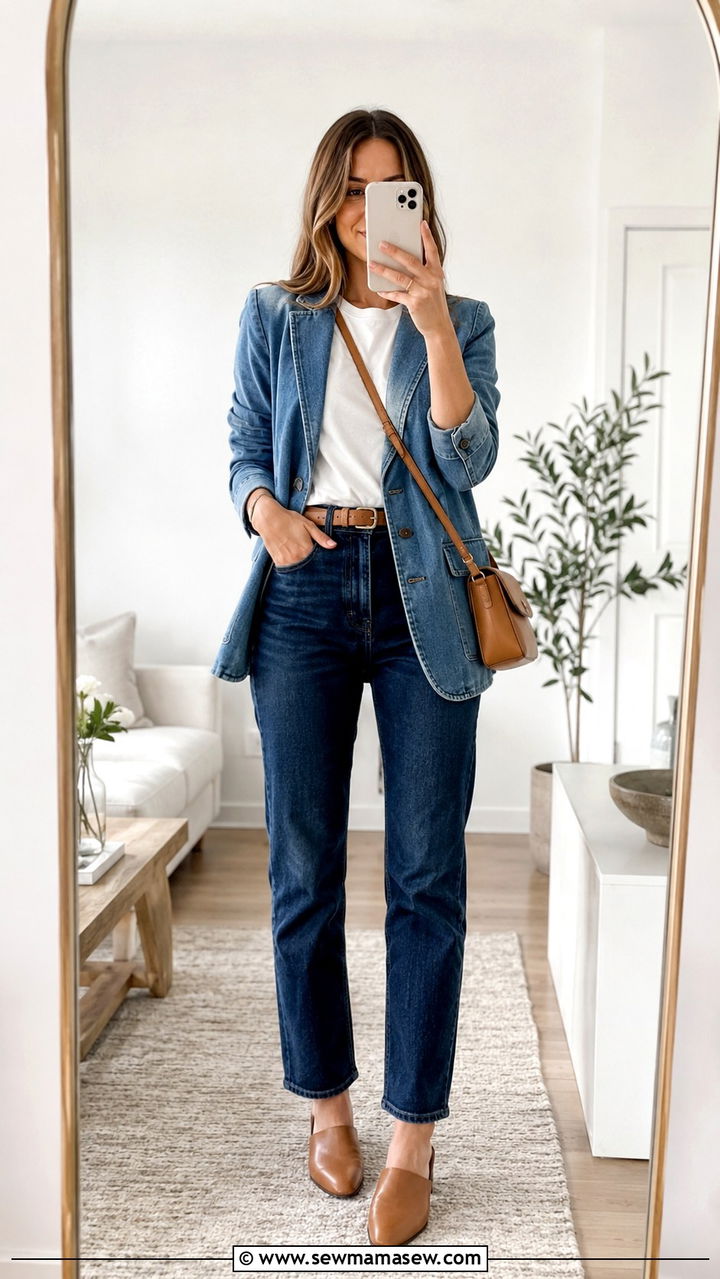 Denim Blazer With High Waisted Jeans Outfit - 30 High waisted jeans outfit ideas with a blazer