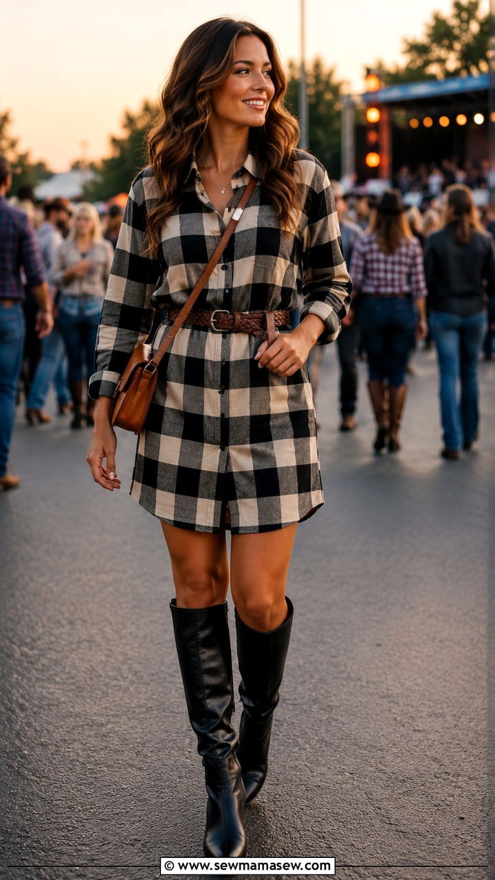 Denim Cutoffs With Cowboy Boots and a Flowy Blouse - 30 classy country concert outfit ideas