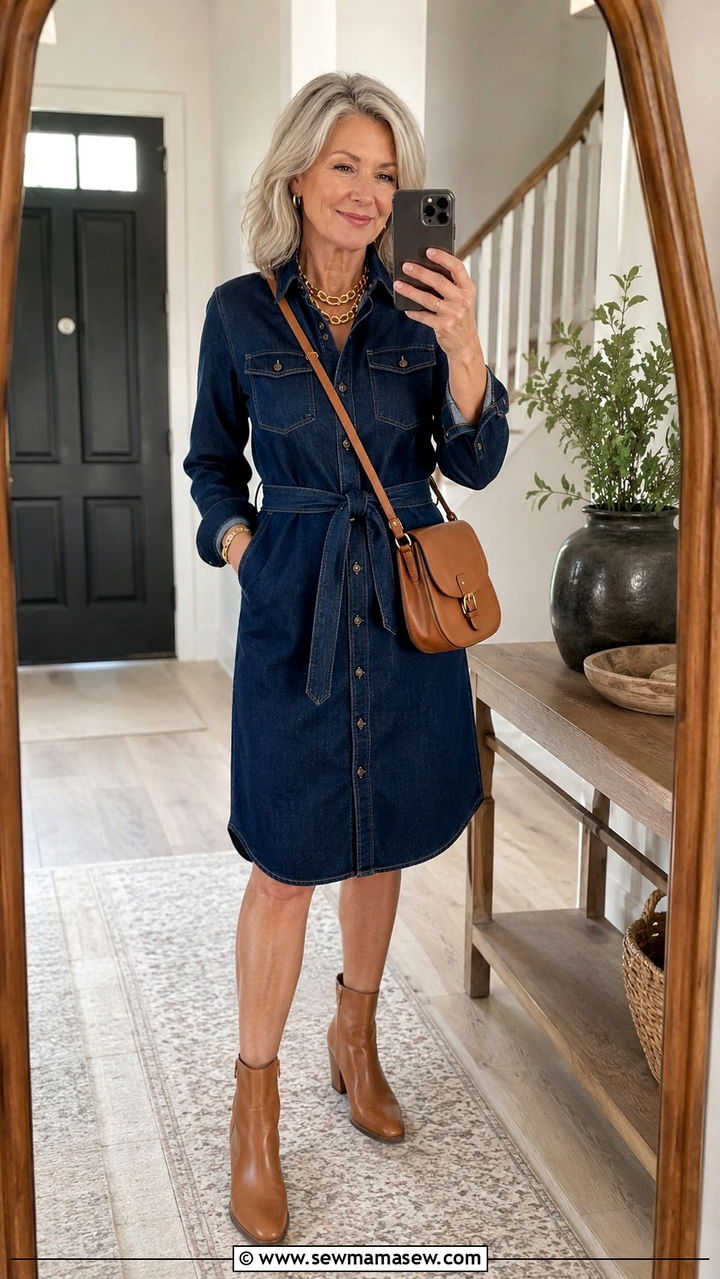 Denim Dress Outfit for Women Over 50 - 30 Dress outfit ideas for women over 50