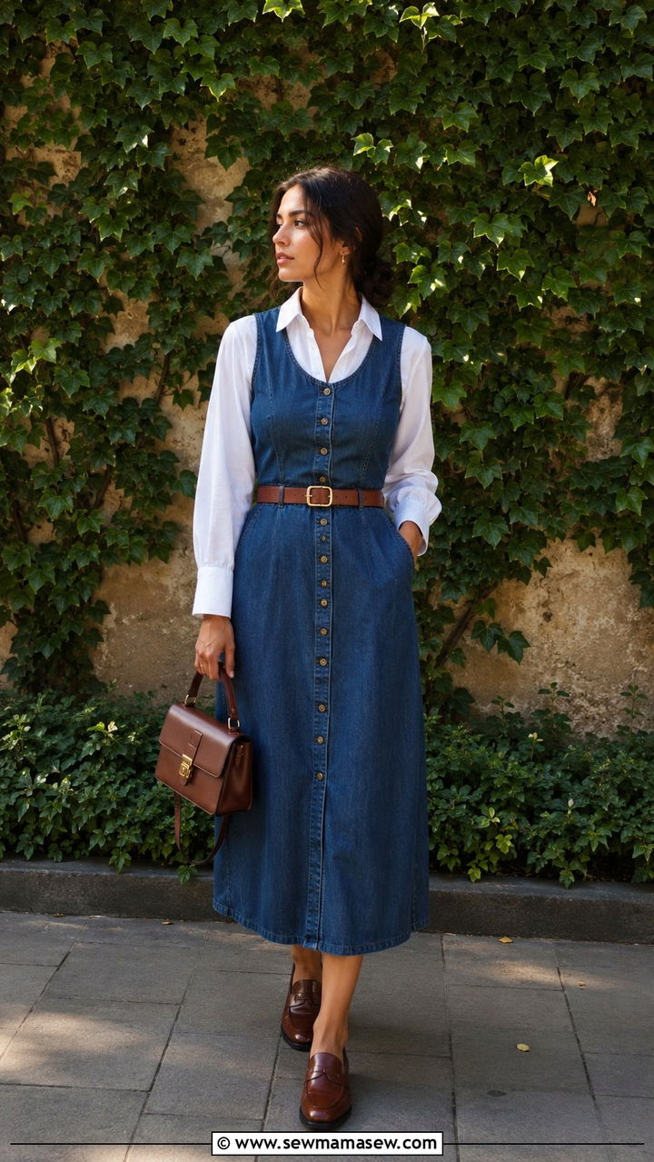 Denim Dress With Button Down Shirt Layered Underneath - 30 How to style a denim dress