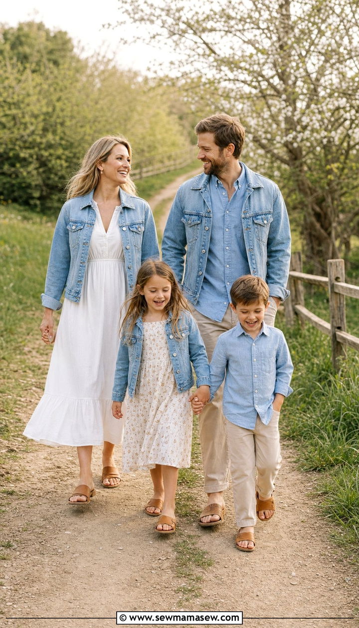 Denim Jacket And Chambray Family Photo Outfits Spring 2026 - 25 Family photo outfit ideas spring 2026