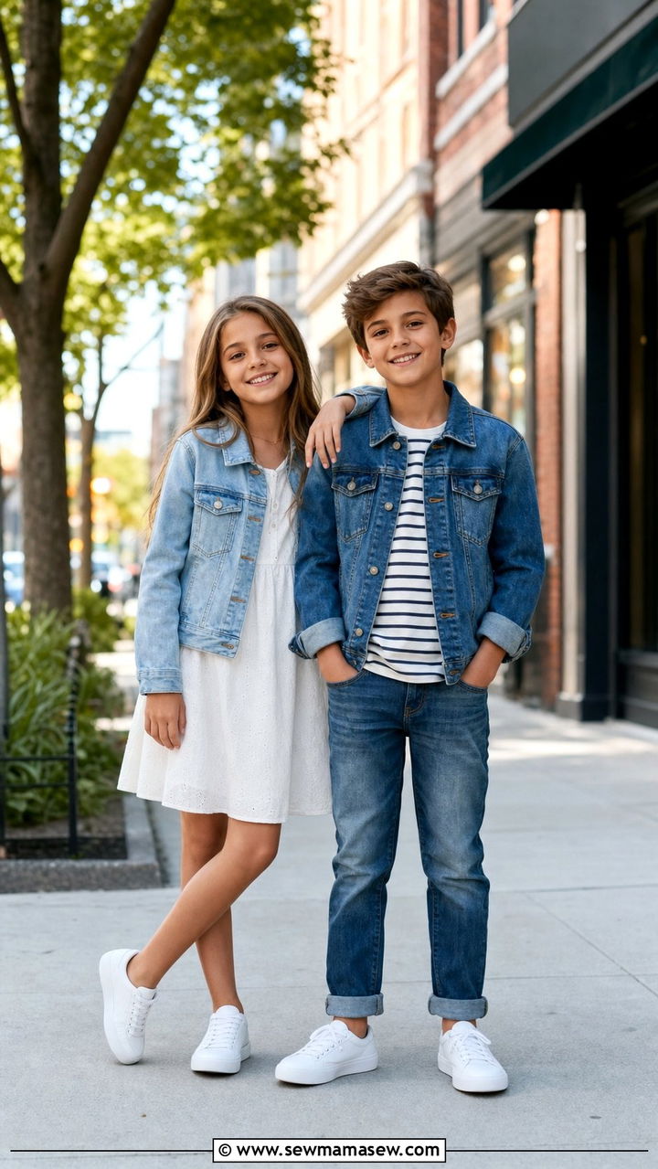 Denim Jacket And Jeans Sibling Outfits - 25 Spring sibling outfit ideas