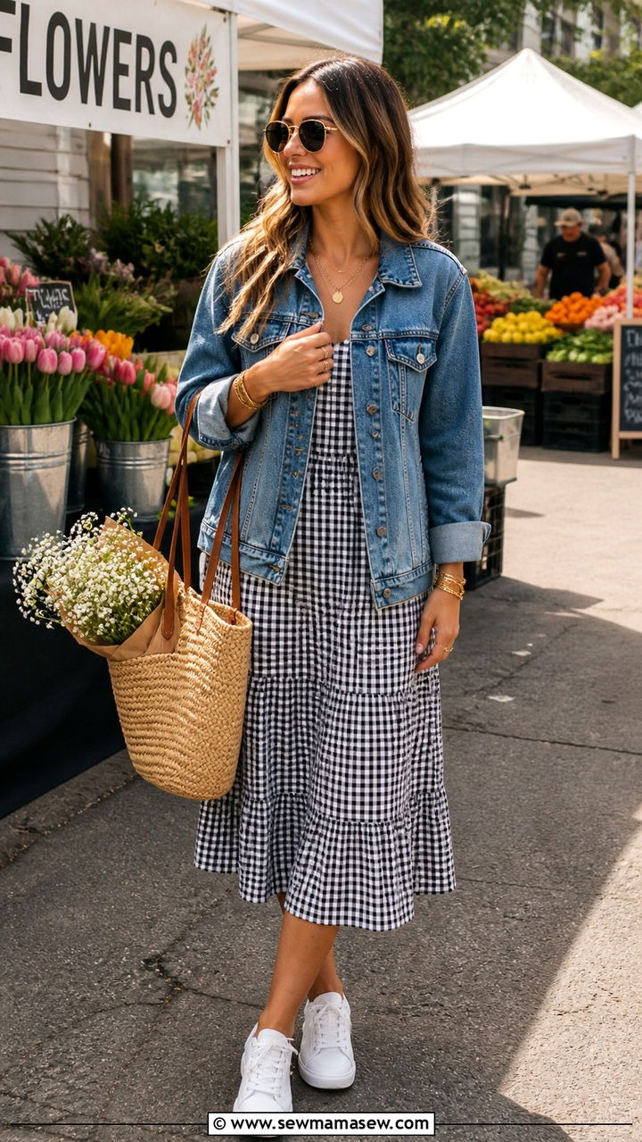 Denim Jacket And Sundress Brunch Outfit - 40 Brunch outfits for women