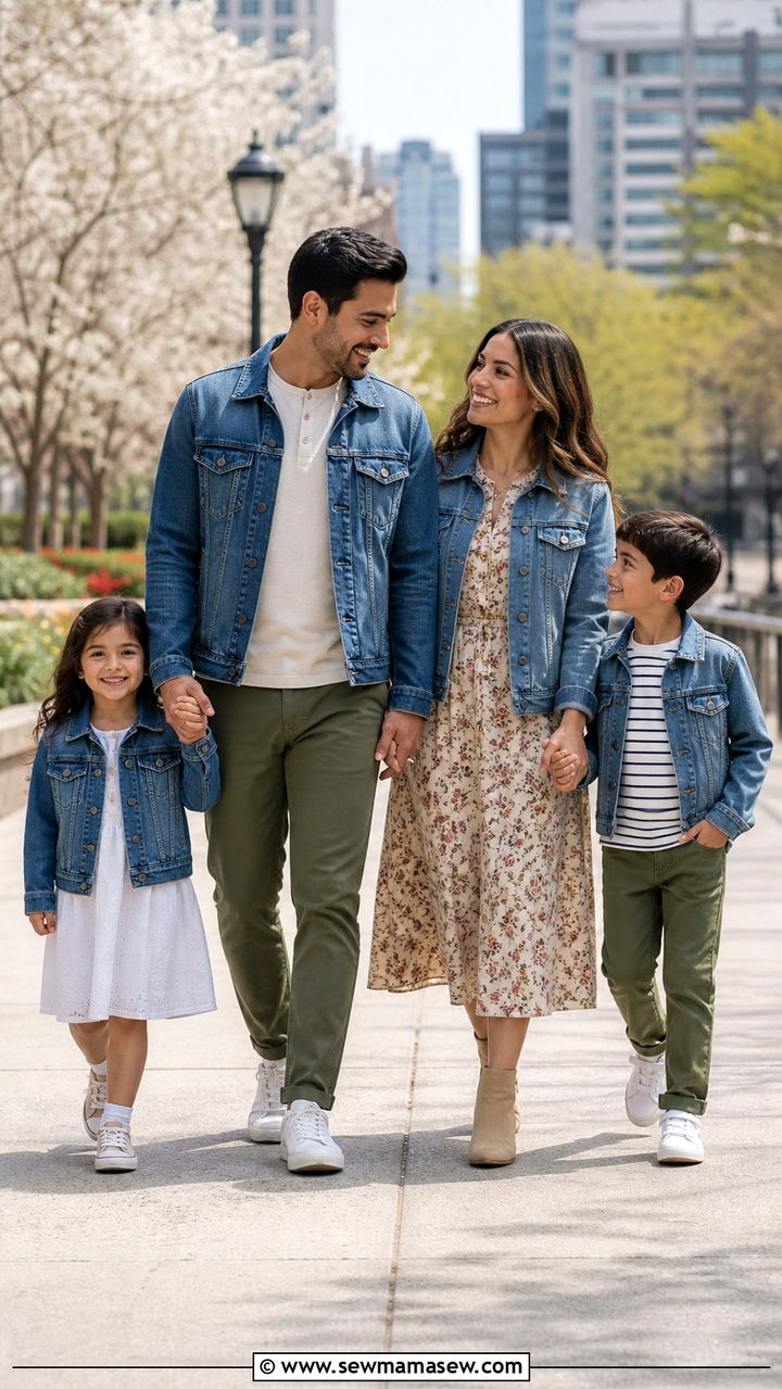 Denim Jacket Layered Looks - 40 Spring family photo outfits