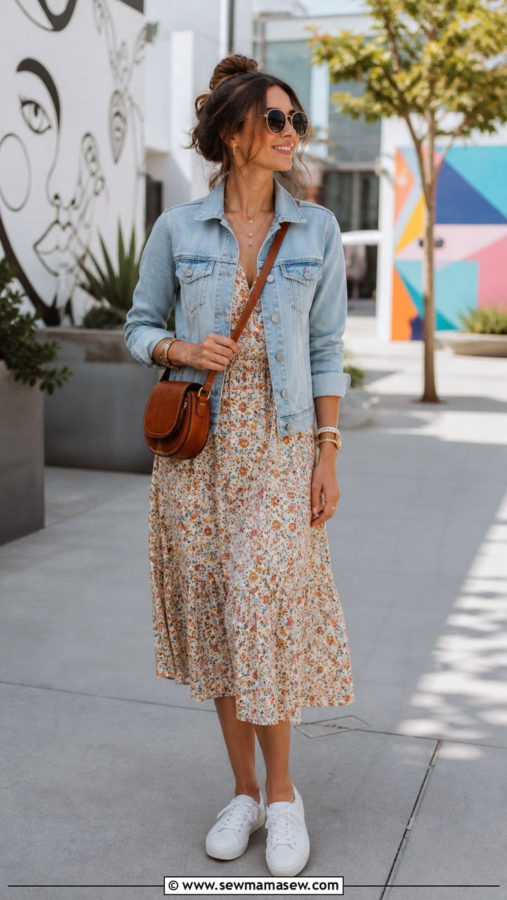 Denim Jacket Over a Midi Dress - 40 What to wear in Dubai