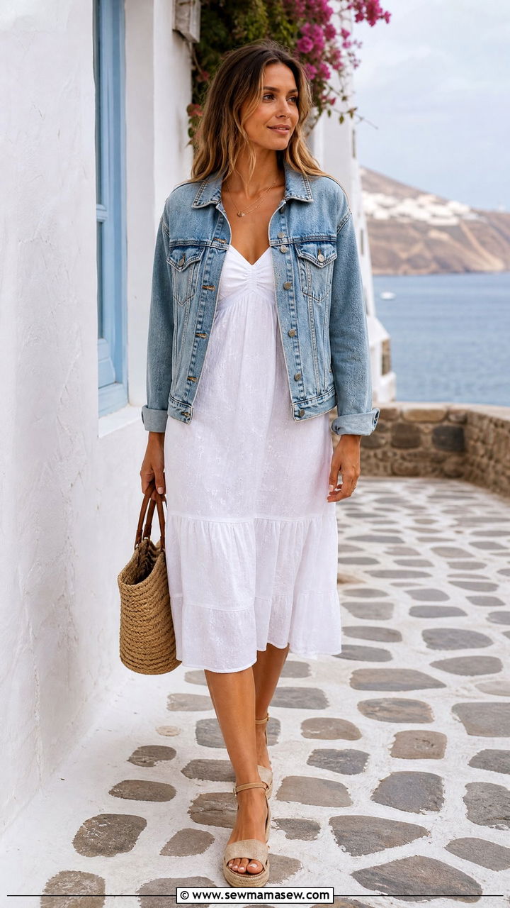 Denim Jacket Over a Summer Dress - 25 chic denim jacket outfit ideas