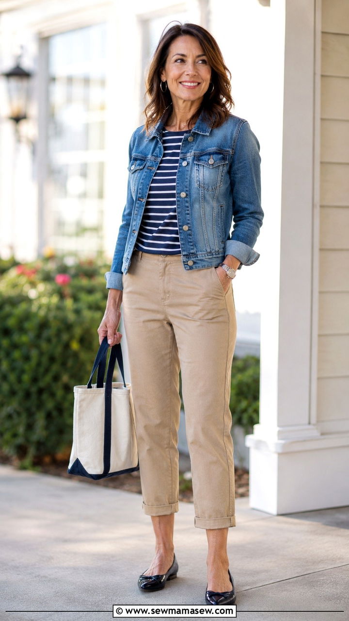 Denim Jacket With A Maxi Skirt Outfit - 20 denim jacket outfits for women over 40
