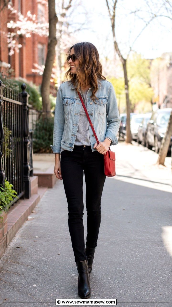 Denim Jacket With Black Skinny Jeans - 30 Spring outfits with denim jacket
