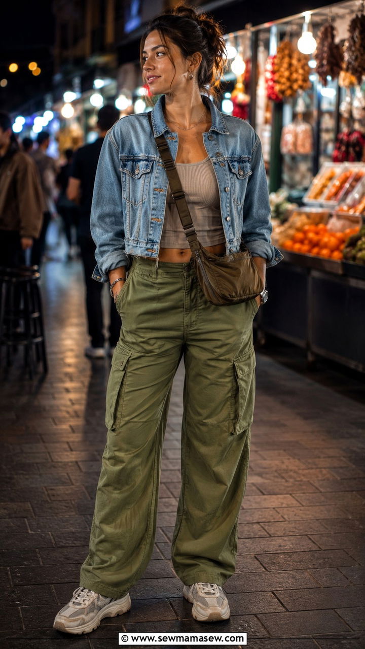 Denim Jacket With Cargo Pants Summer Evening - 30 Denim jacket outfit ideas for summer nights