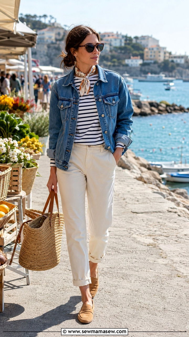 Denim Jacket With Chinos Outfit - 30 spring denim jacket outfit ideas