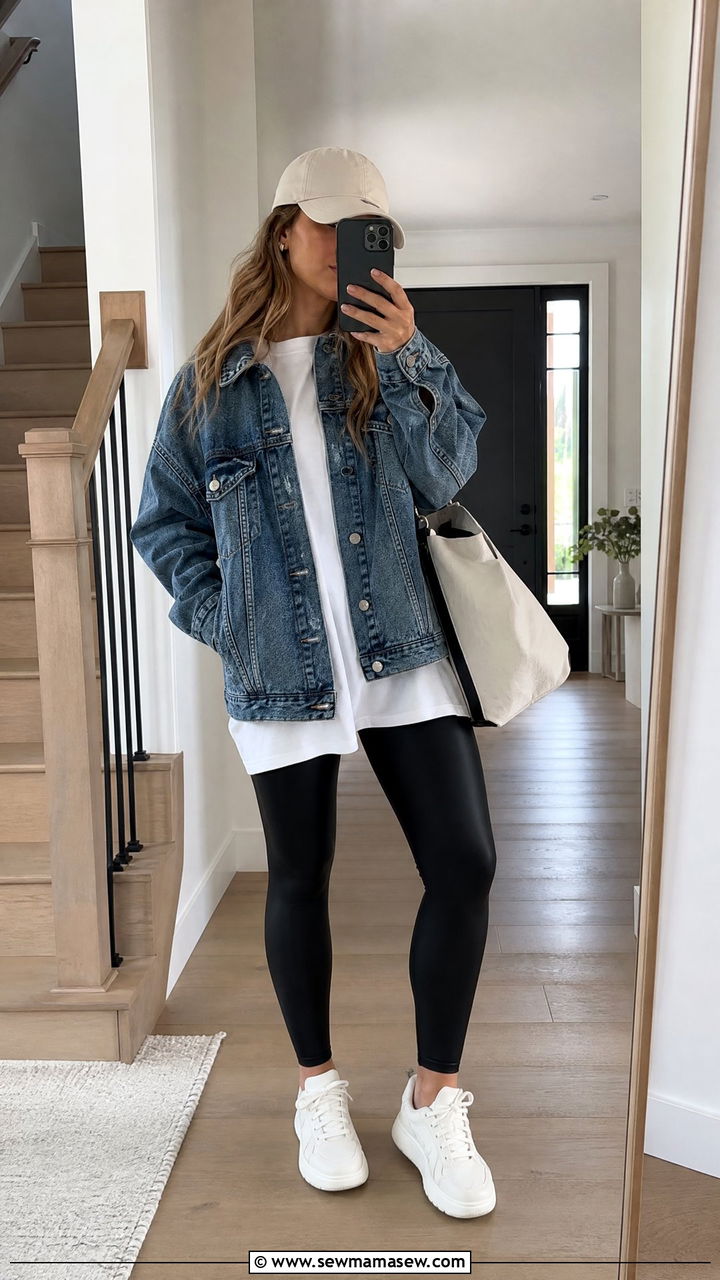 Denim Jacket With Leggings Outfit - 25 how to style denim jacket