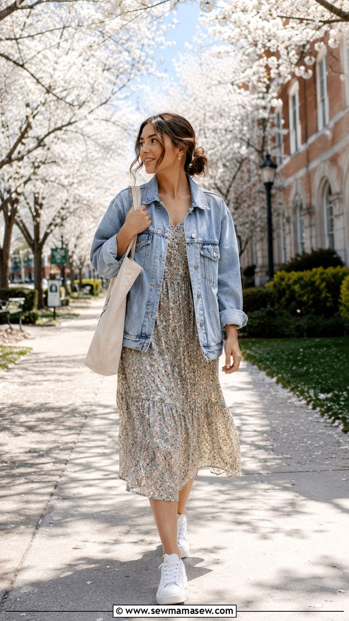 Denim Jacket With Midi Dress Outfit - 25 PhD student outfit ideas