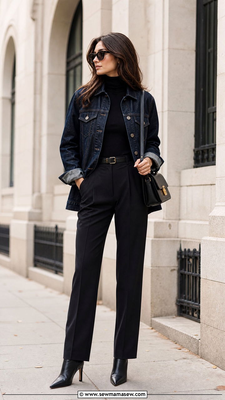 Denim Jacket With Turtleneck Outfit - 25 how to style denim jacket