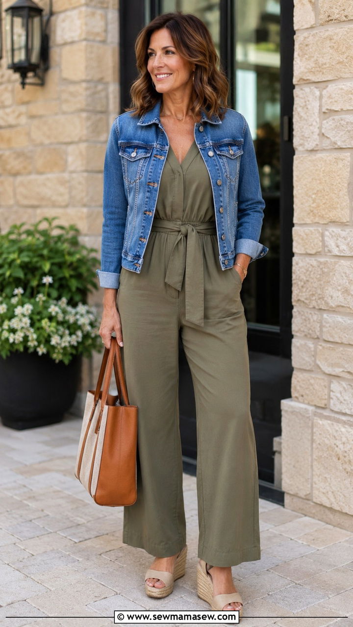 Denim Jacket With White Jeans Outfit - 20 denim jacket outfits for women over 40