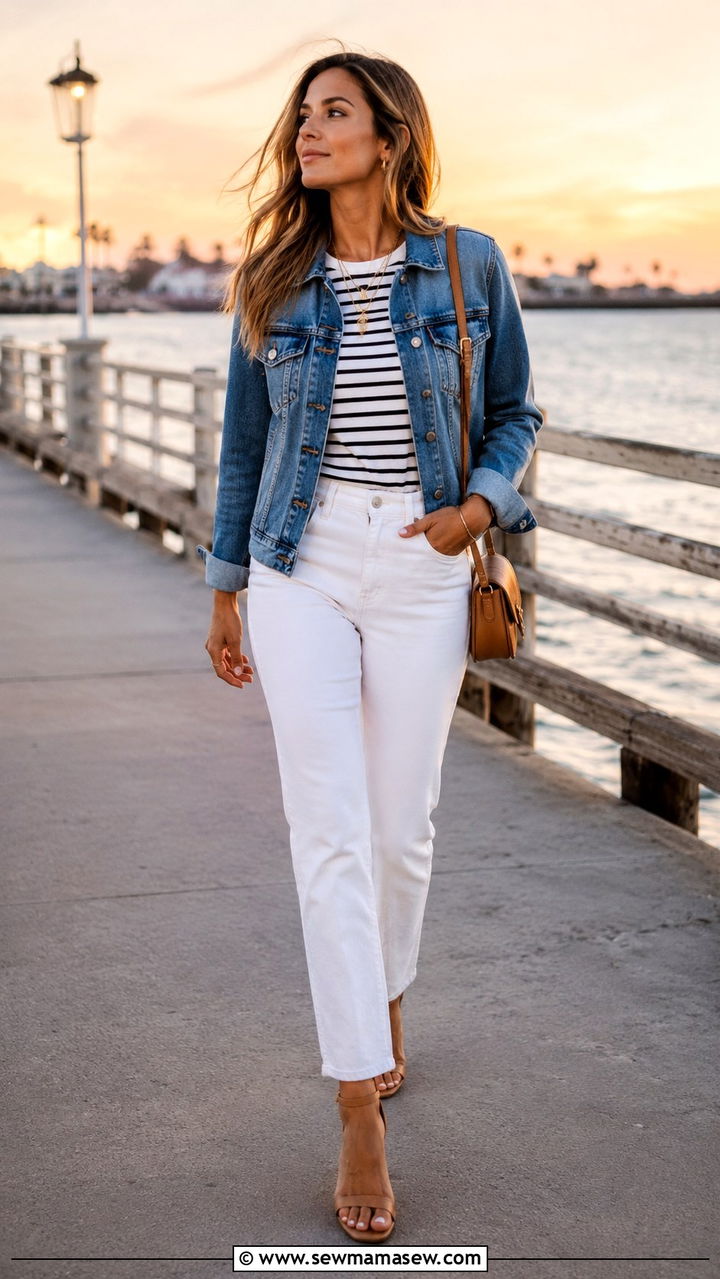 Denim Jacket With White Jeans Summer Night - 30 Denim jacket outfit ideas for summer nights