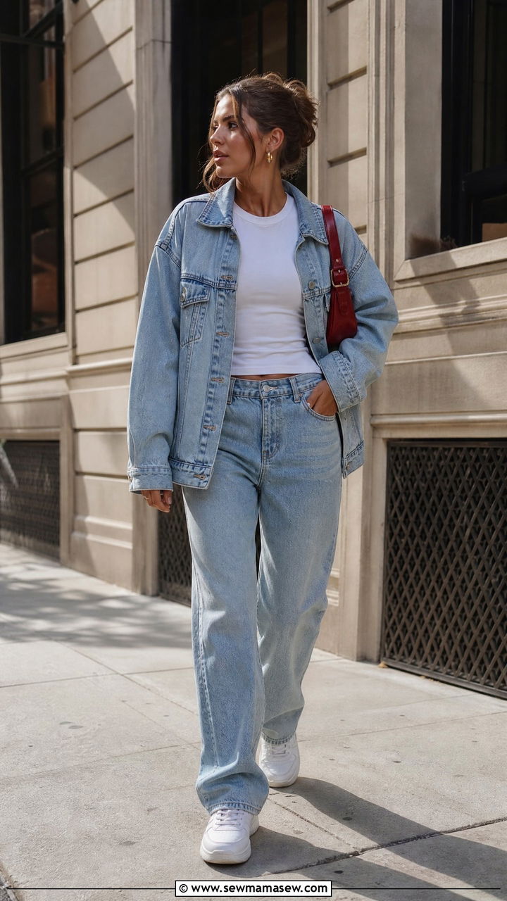 Denim Jacket and Jeans Matching Set Outfit - 30 Matching set outfit ideas for brunch