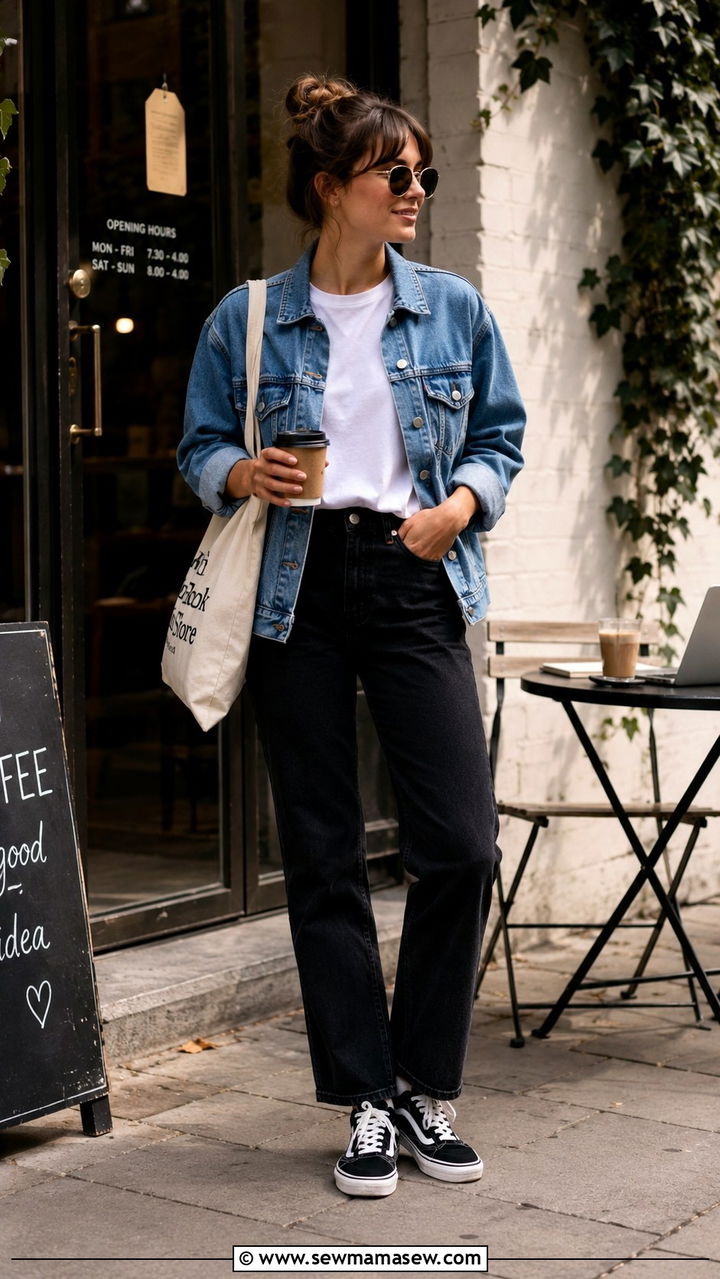 Denim Jacket and White Tee Outfit - 30 Developer outfit ideas