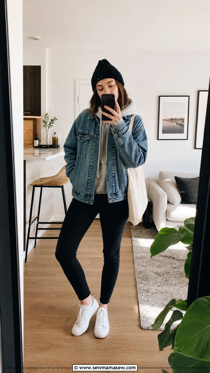 Denim Jacket over Hoodie - 30 streetwear outfits for women