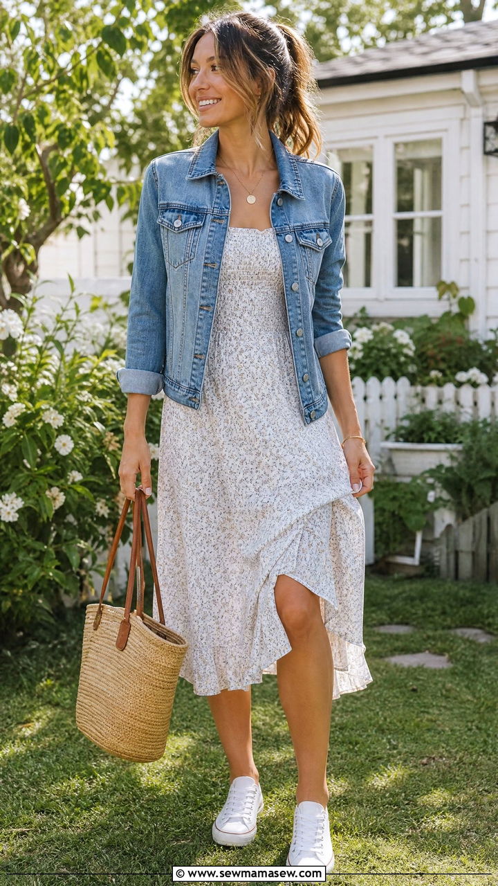 Denim Jacket over a Sundress - 35 Housewarming party outfits