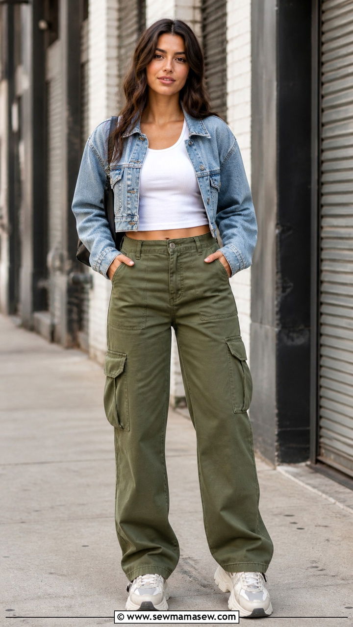 Denim Jacket with Cargo Pants - 40 casual denim jacket outfits