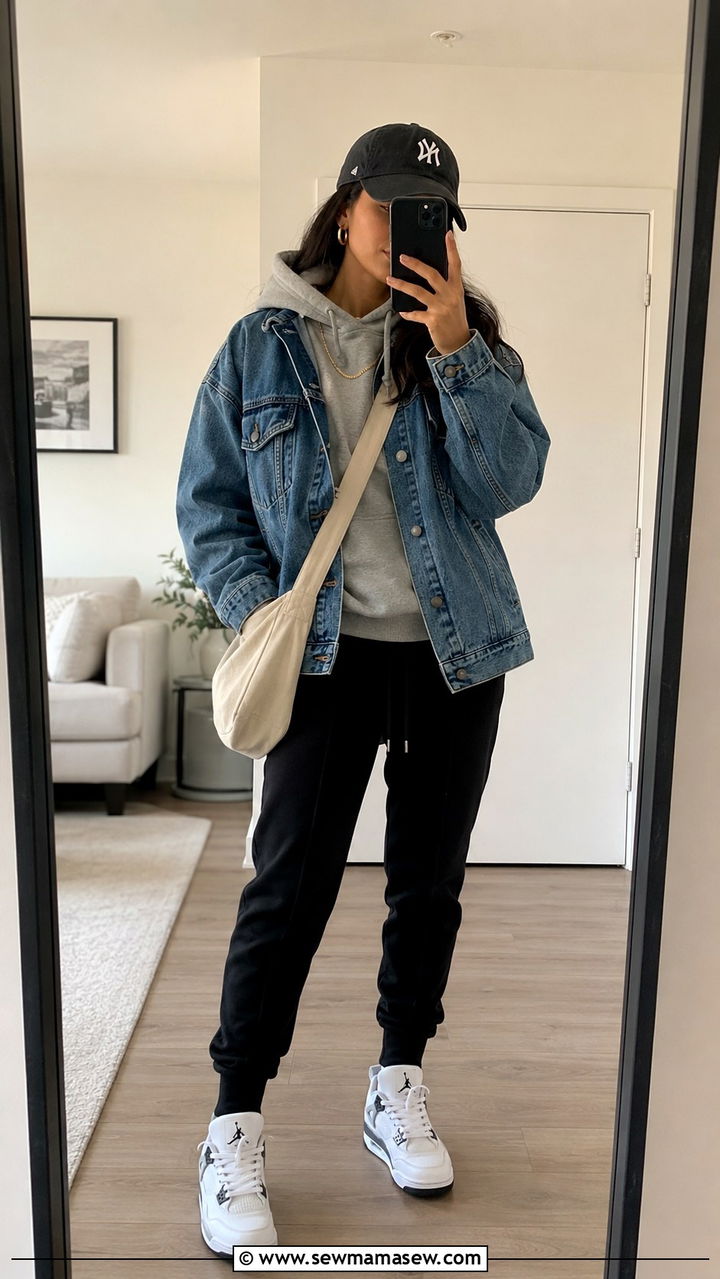 Denim Jacket with Hoodie Rap Concert Look - 25 Rap concert outfit ideas