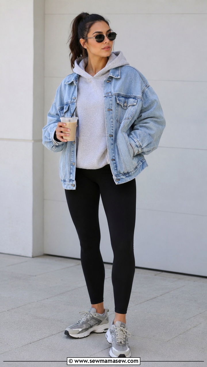 Denim Jacket with Hoodie and Leggings - 30 How to style a denim jacket