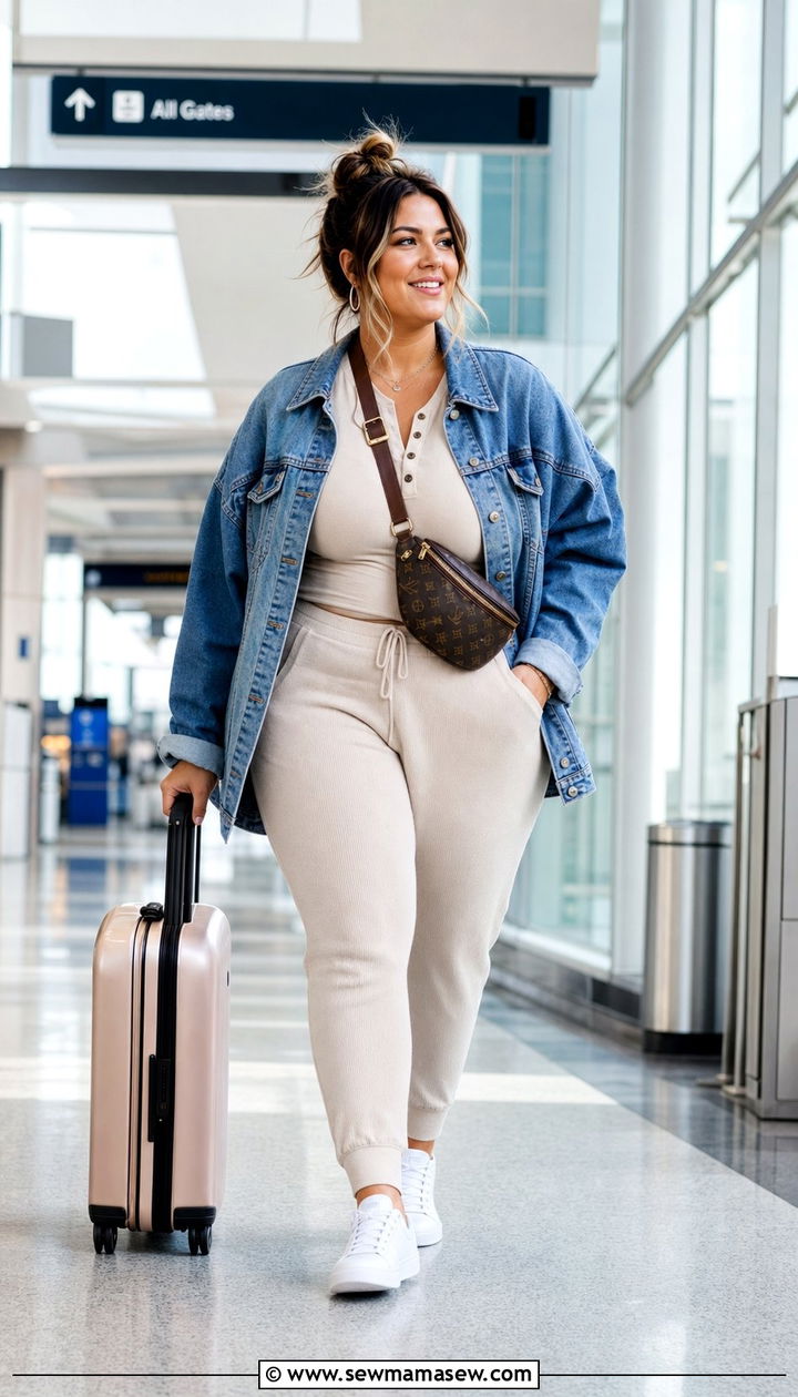 Denim Jacket with Joggers Plus Size - 25 Denim jacket outfit ideas plus size