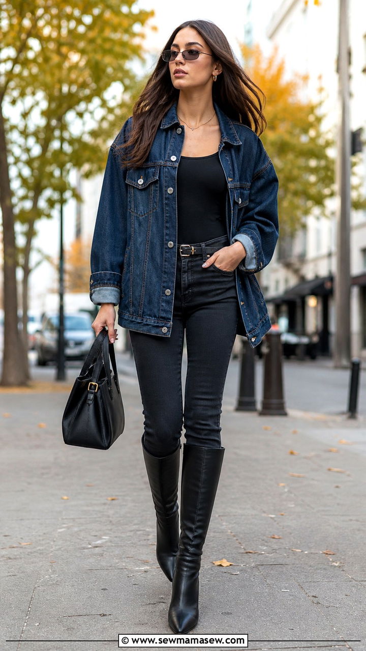 Denim Jacket with Skinny Jeans - 40 casual denim jacket outfits