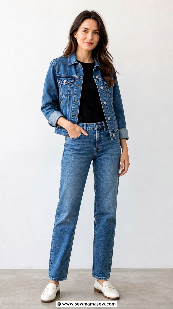 Denim Jacket with Straight Leg Jeans - 40 casual denim jacket outfits