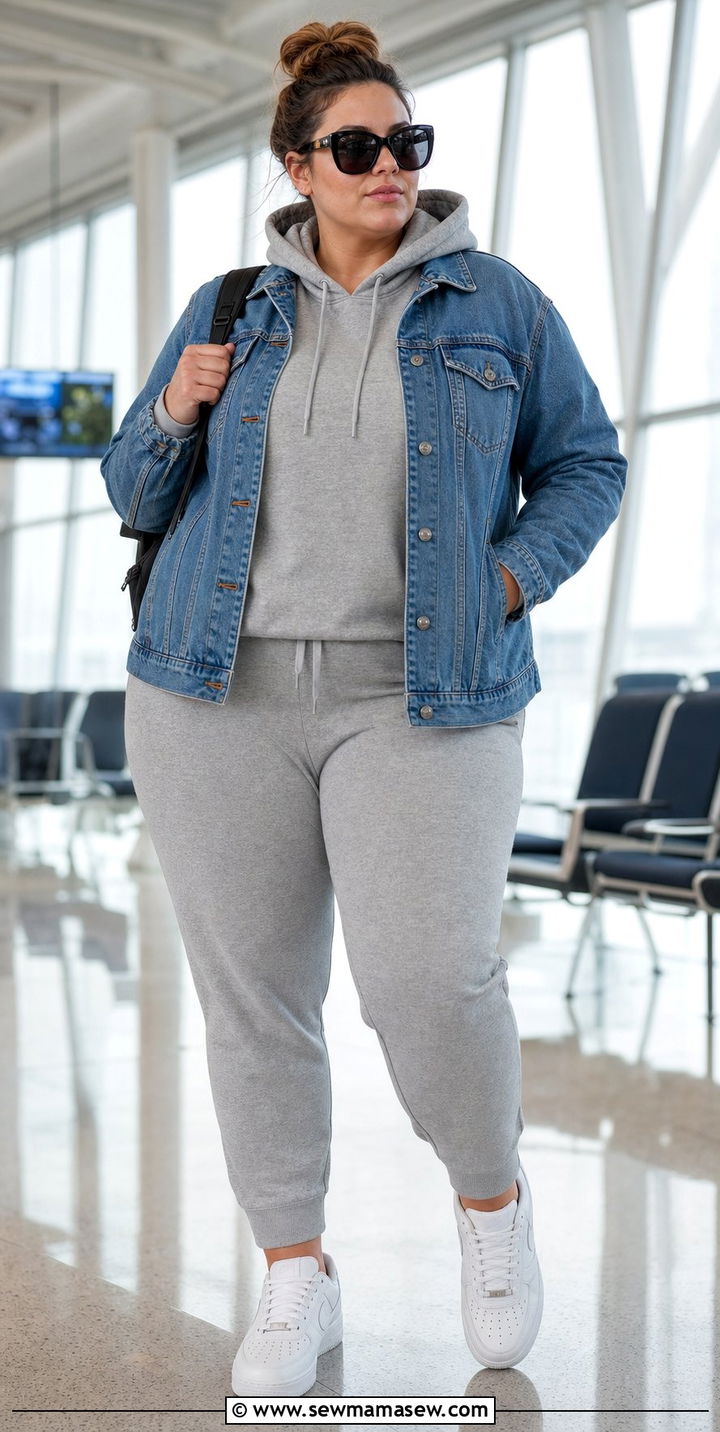 Denim Jacket with Sweatsuit Plus Size - 25 Denim jacket outfit ideas plus size