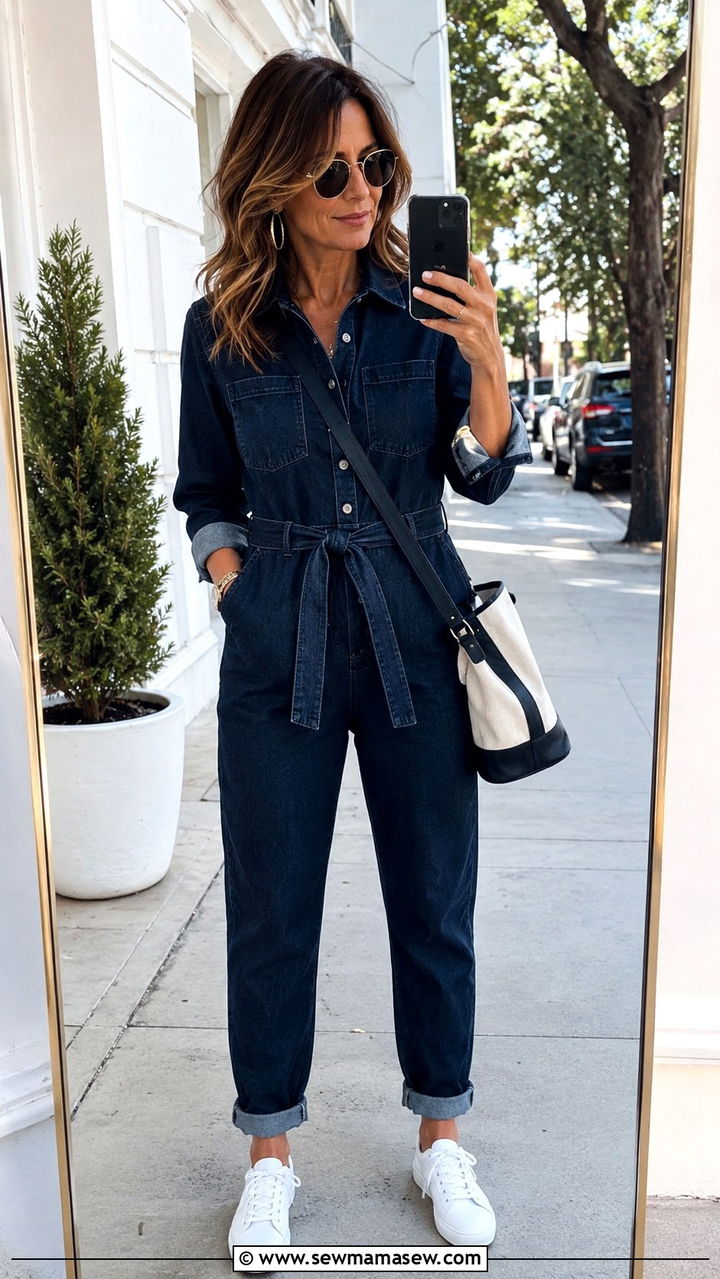 Denim Jumpsuit Casual Outfit Over 40 - 30 jumpsuit outfits for women over 40