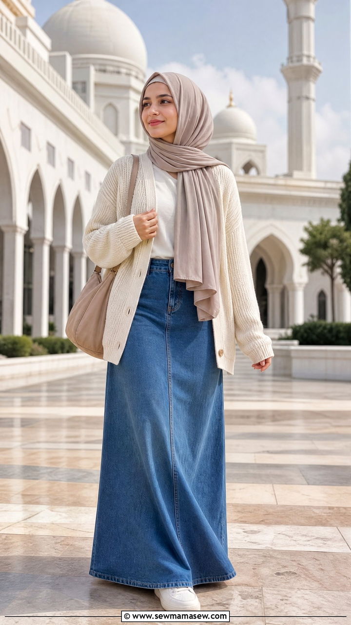 Denim Maxi Skirt Outfit For Mosque - 20 Modest outfit ideas for mosque