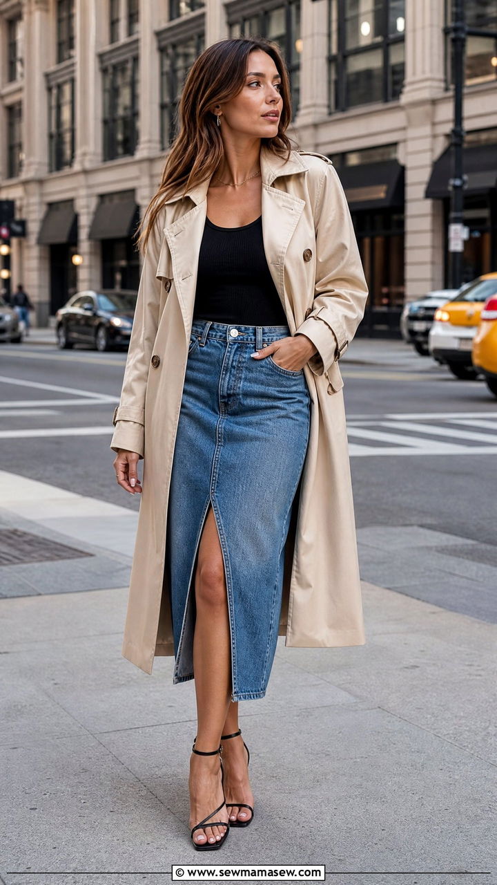 Denim Midi Skirt Outfit - 35 how to style midi skirt