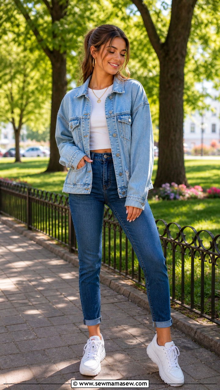Denim On Denim With Layered Gold Jewelry - 20 18th birthday outfit ideas