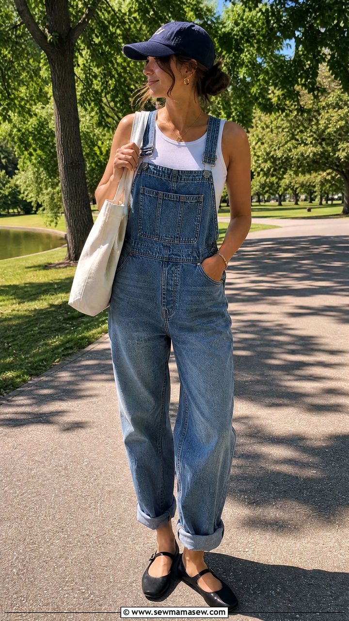 Denim Overalls And Mary Janes Outfit - 25 Spring outfits with mary janes