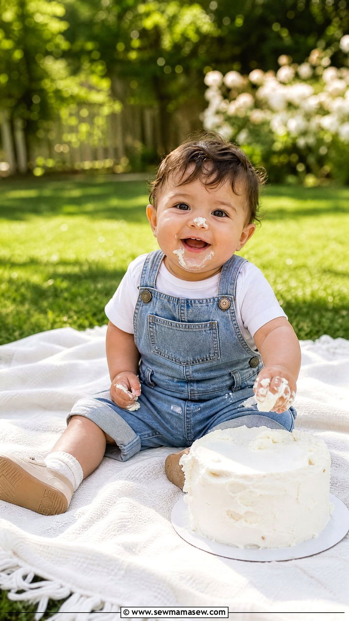 Denim Overalls Cake Smash Outfit - 25 Cake smash outfit ideas