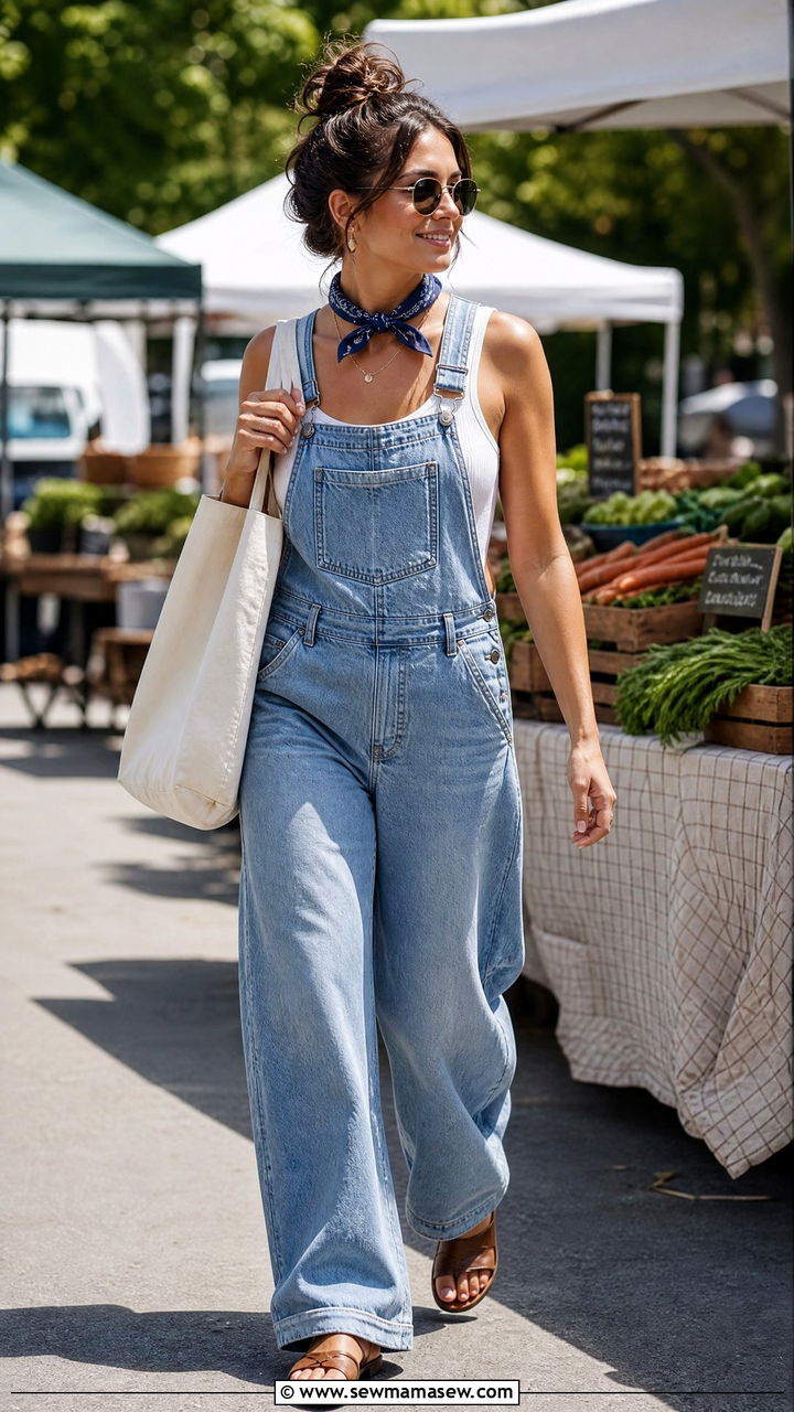 Denim Overalls Summer Countryside Outfit - 30 Summer countryside outfits
